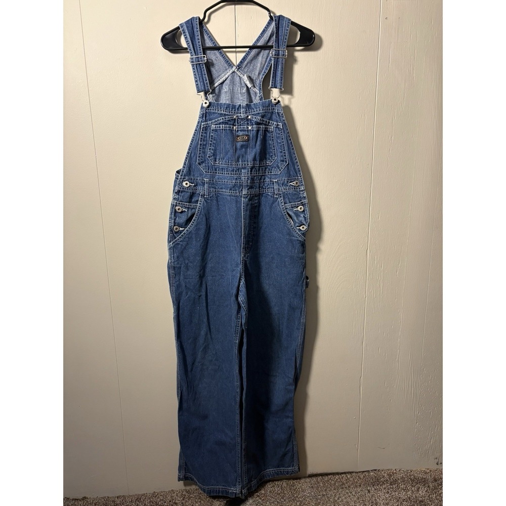 Vtg Bib Overalls M Blue Denim Work Wear Carpenter Farmer Chore 90s Y2K Grunge